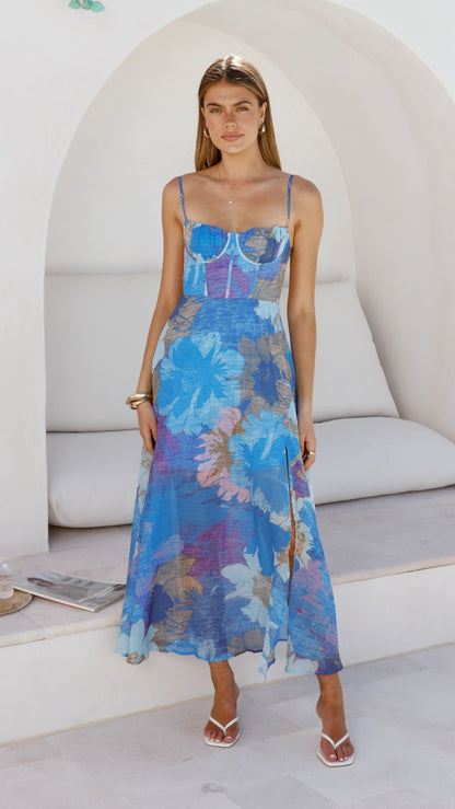 Blue Floral Rahima Floral Maxi Dress
