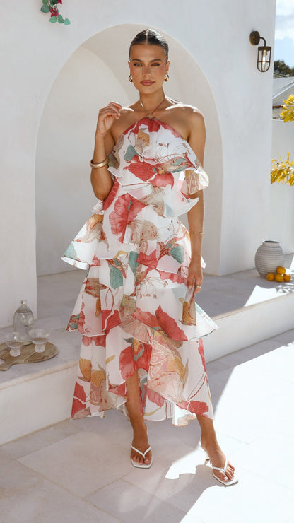 Blush Lotus Margot Lilac Floral Maxi Dress