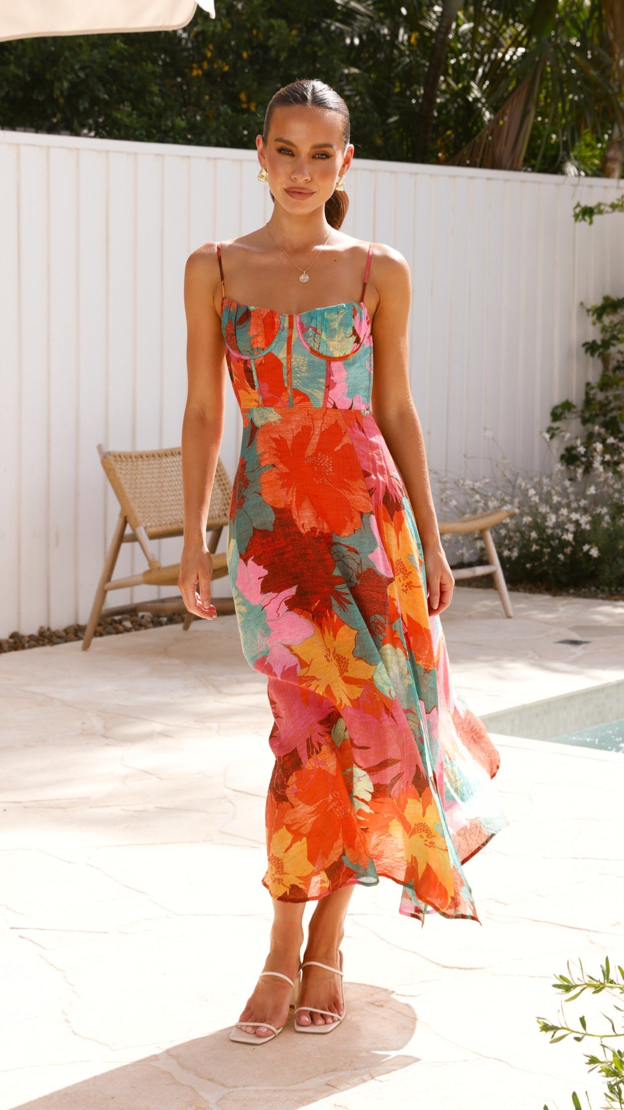 Orange Floral Rahima Floral Maxi Dress