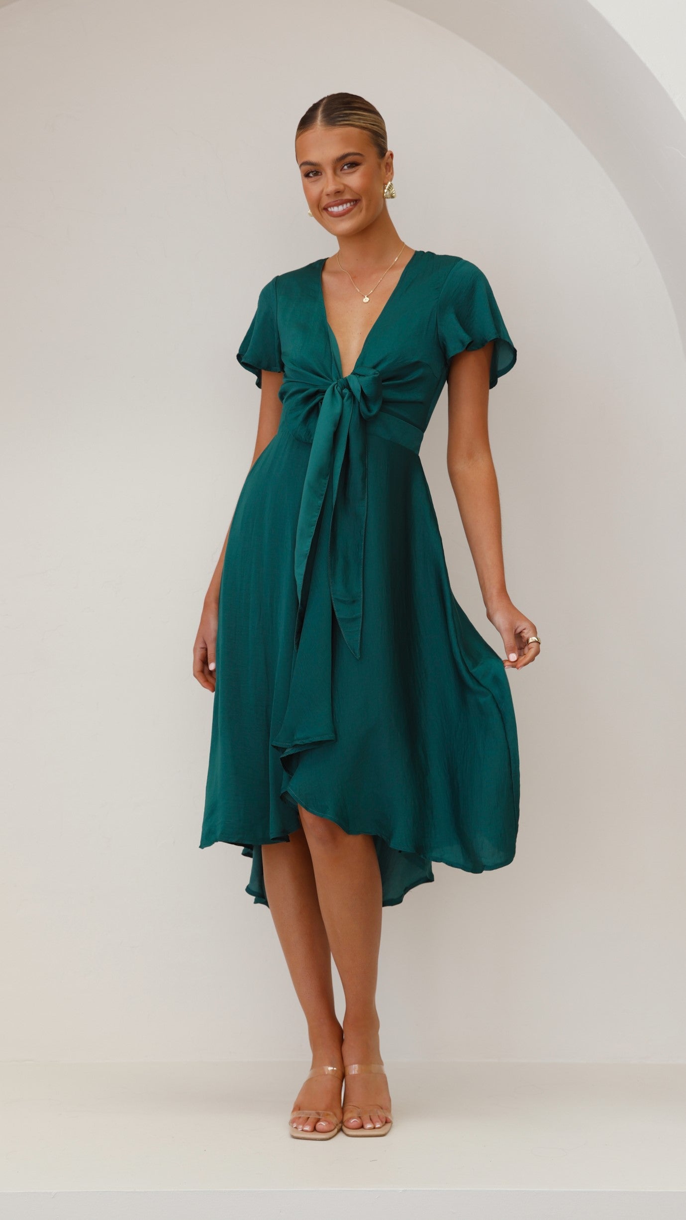 Emerald Dahlia Navy Midi Dress