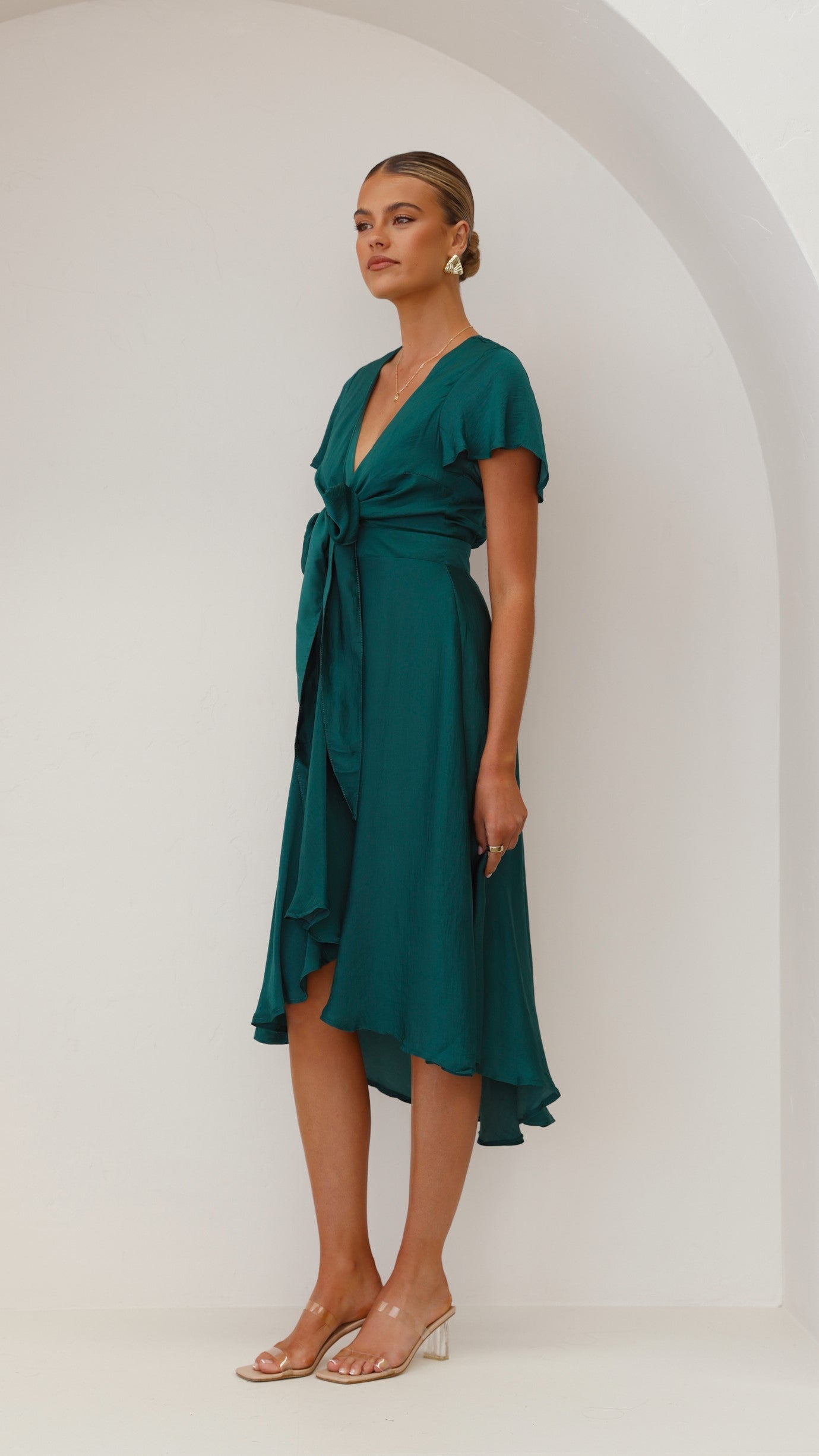 Emerald Dahlia Navy Midi Dress