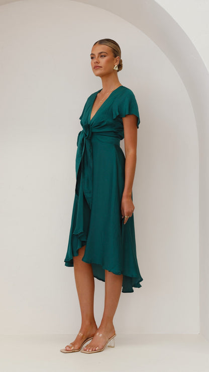 Emerald Dahlia Navy Midi Dress