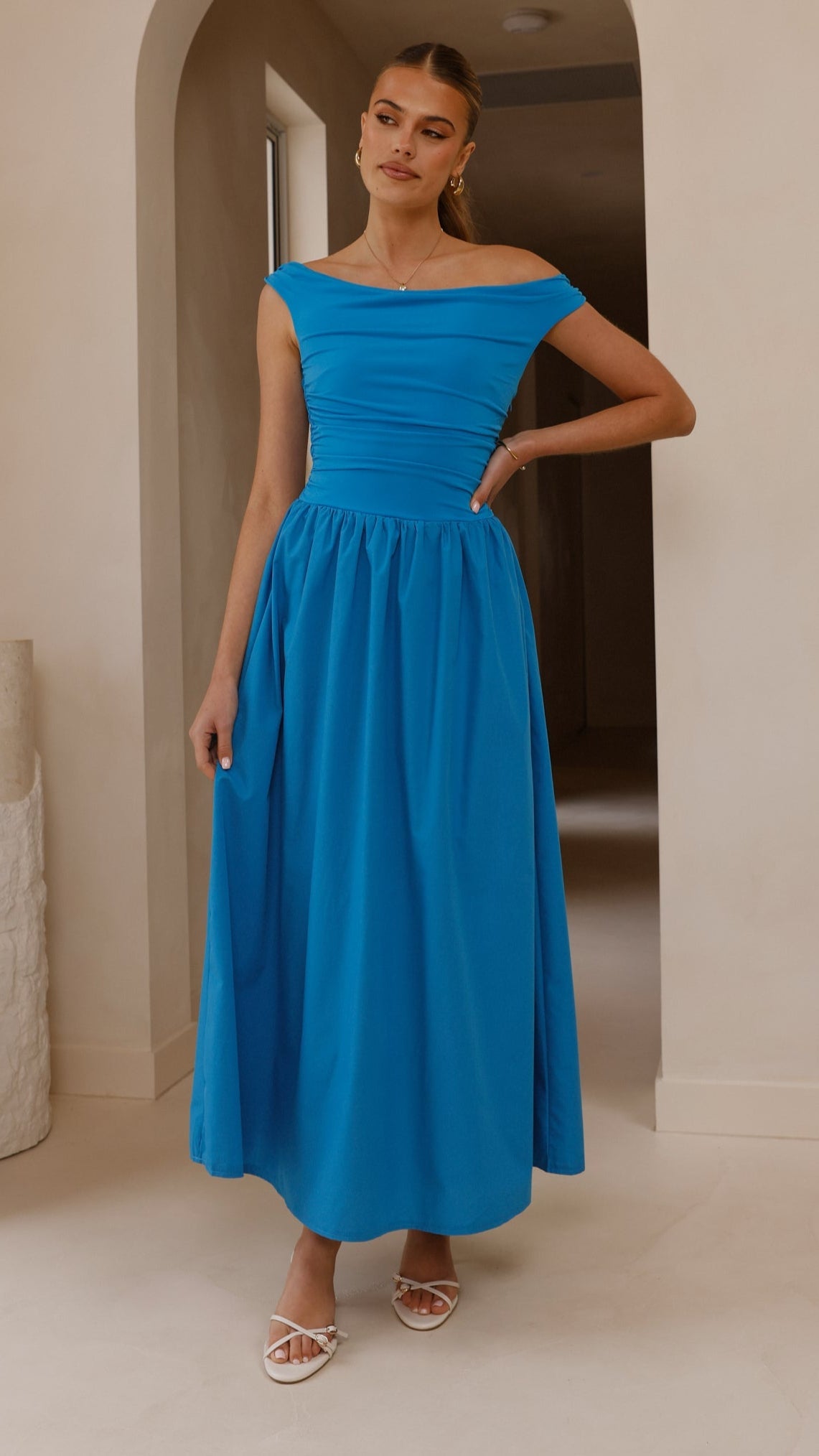 Blue Immy Midi Dress in Chocolate