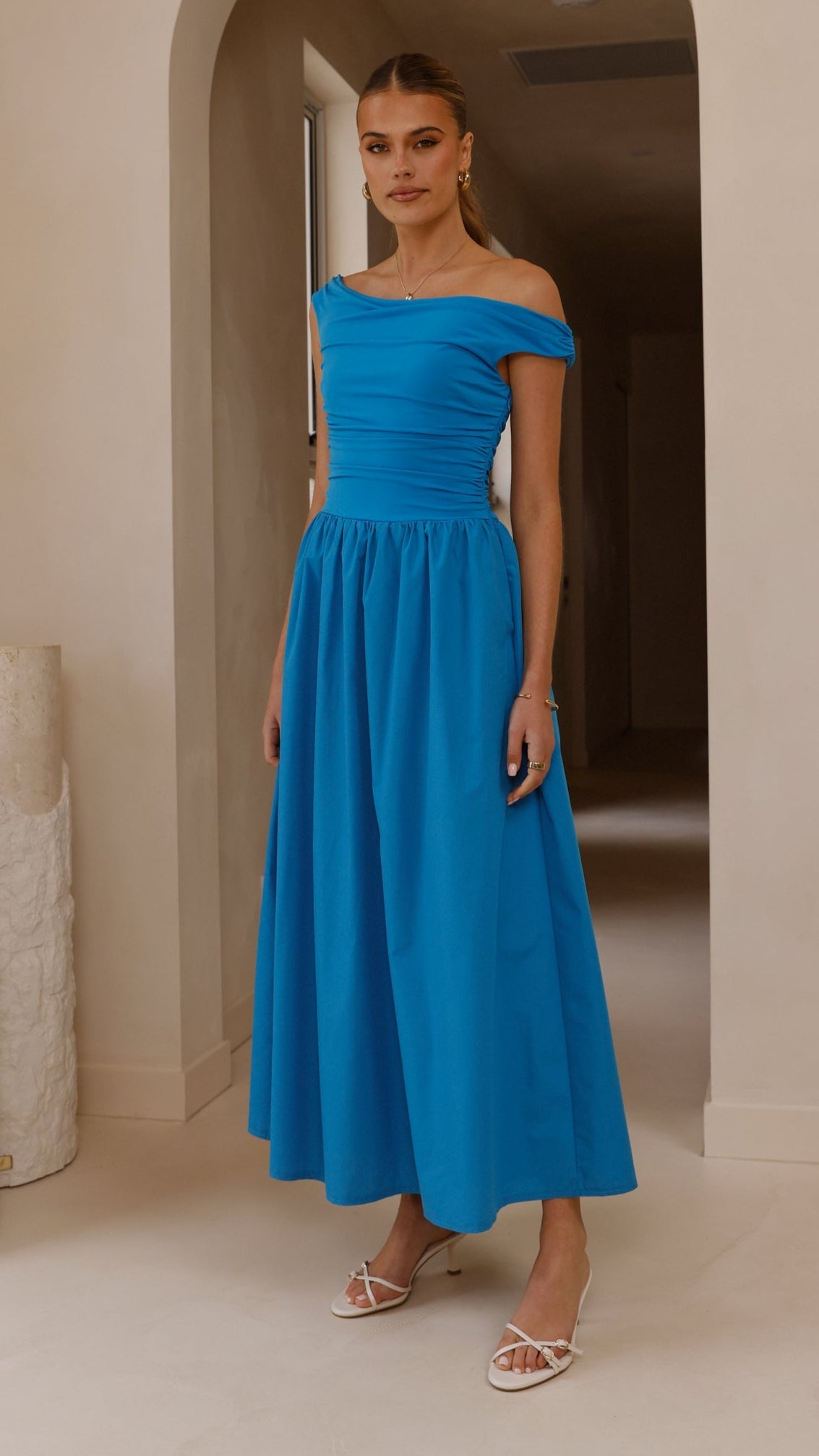 Blue Immy Midi Dress in Chocolate