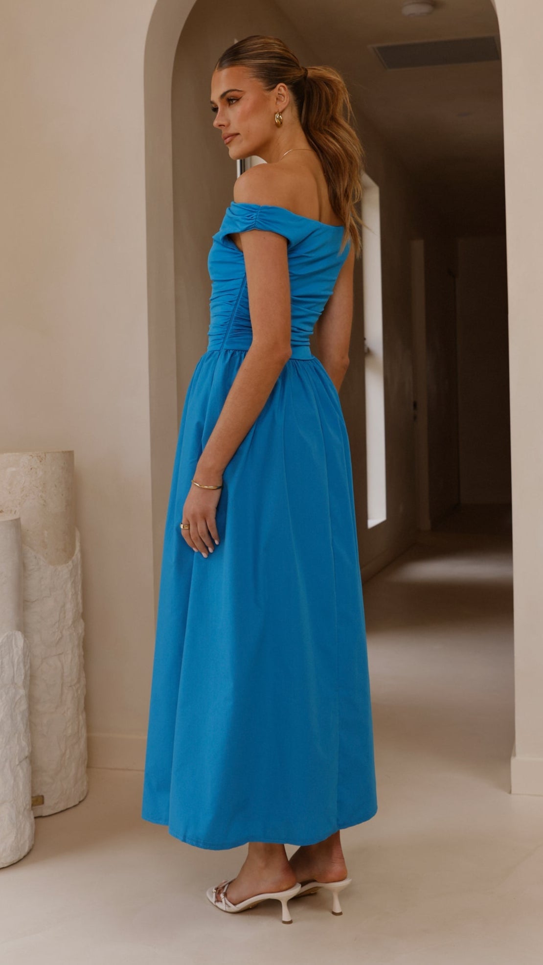 Blue Immy Midi Dress in Chocolate