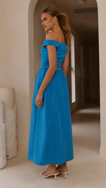 Blue Immy Midi Dress in Chocolate