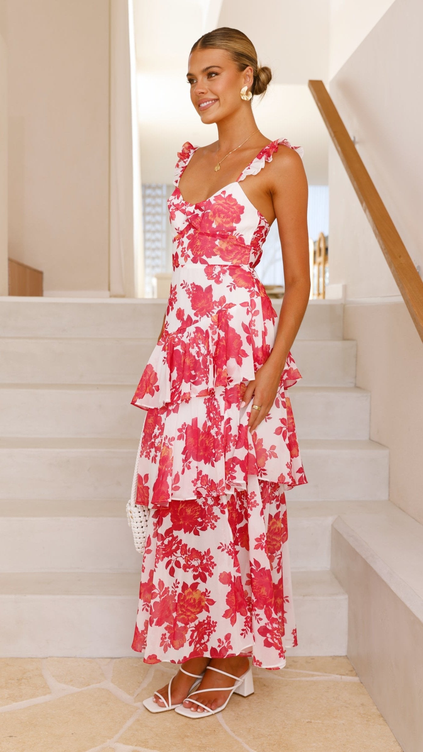 Red Floral Achelle Floral Maxi Dress