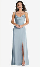 Cowl-Neck A-Line Maxi Dress with Adjustable Straps in Desert Rose