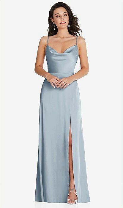 Cowl-Neck A-Line Maxi Dress with Adjustable Straps in Desert Rose