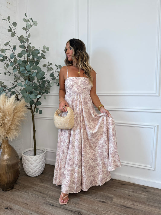 Bloom Floral Maxi Dress in Light Blush