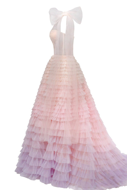 layered ombre maxi skirt Arabella Ombre Ruffle Ball Gown