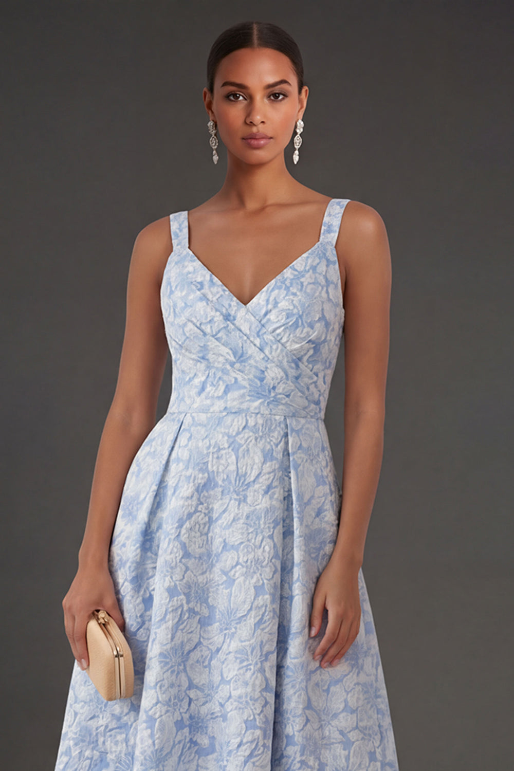 Blue Eleanor Jacquard Midi Dress