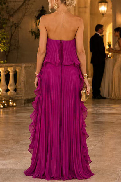 Yellow Margot Pleated Strapless Maxi Dress