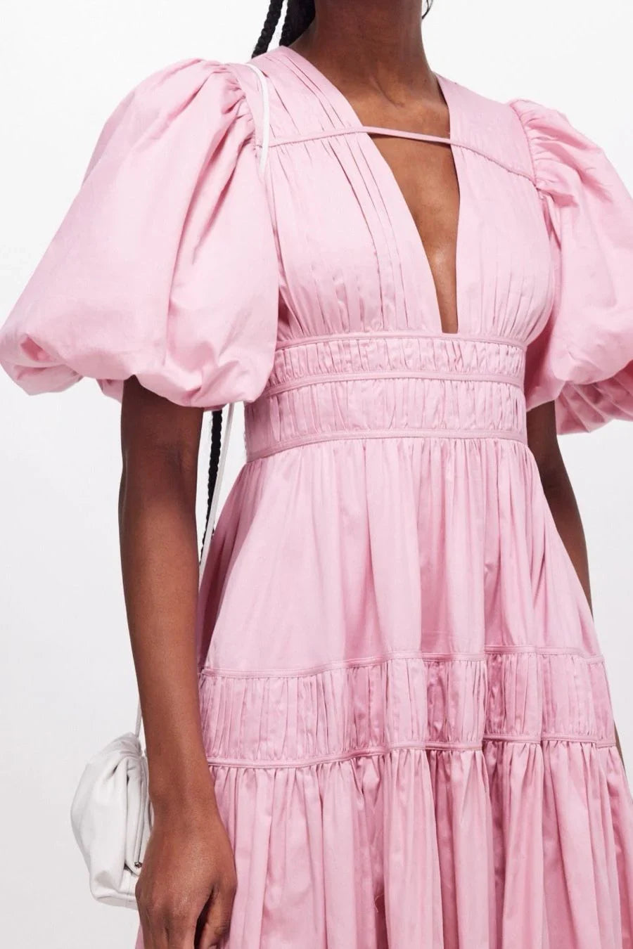 Pink Fallingwater Ruched Midi Dress