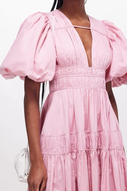 Pink Fallingwater Ruched Midi Dress
