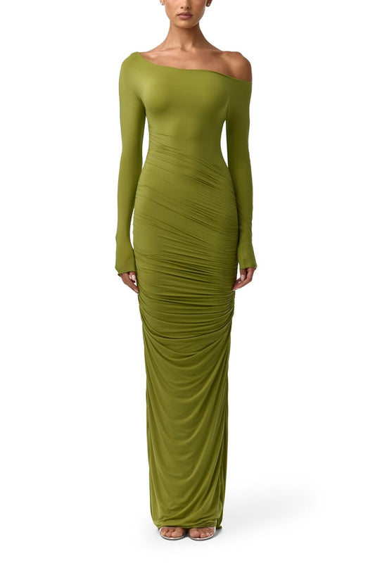 Margot Ruched Off-Shoulder Maxi Dress