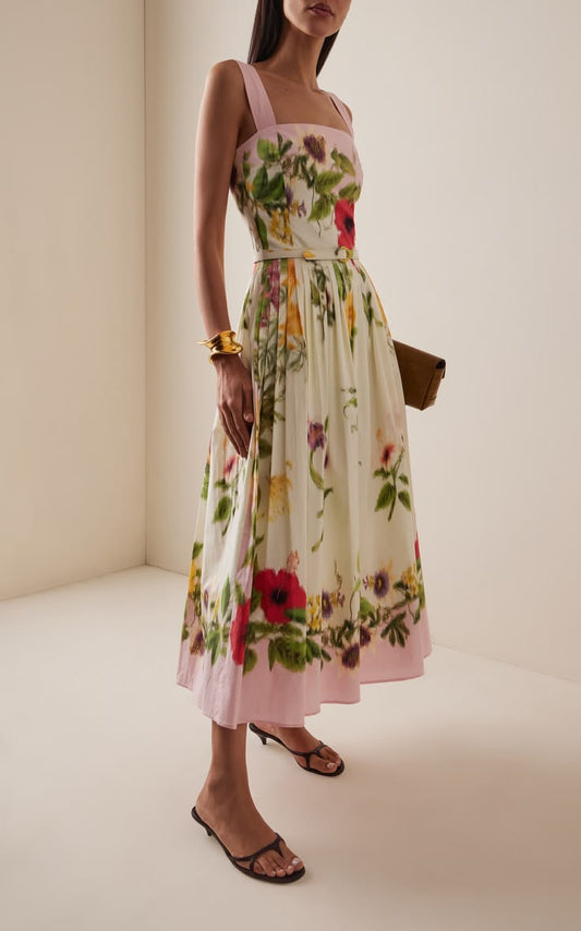 Margot Scarf-Print Cotton-Poplin Midi Dress