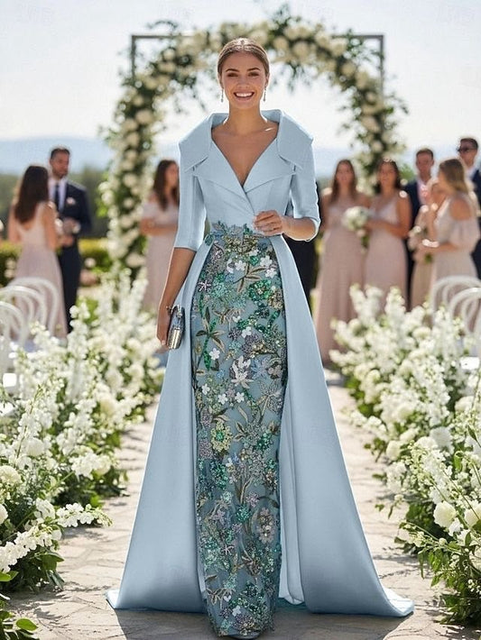Lantern Sky Blue Beaded A-Line Gown