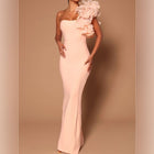 Elegant Blush Pink One-Shoulder Dress | Color: Cream/Pink | Size: S