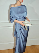 Valentina Satin One-Shoulder Midi Dress