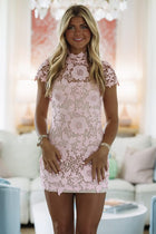 First Crush Mini Dress - Pink and Nude - Large