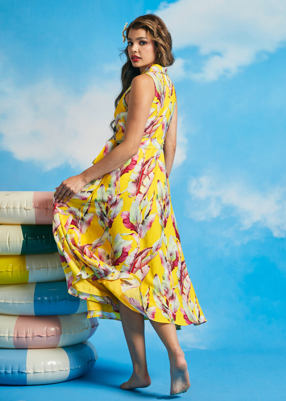 Golden Tropics Arabella Wrap Dress in Golden Tropics