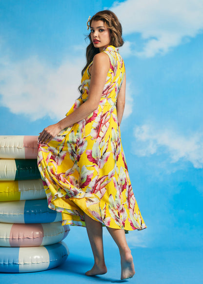 Golden Tropics Arabella Wrap Dress in Golden Tropics