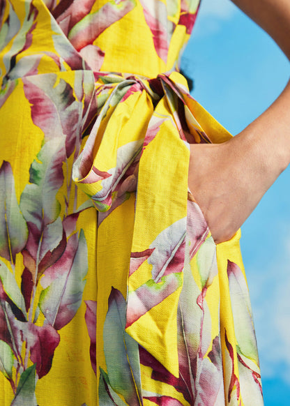 Golden Tropics Arabella Wrap Dress in Golden Tropics