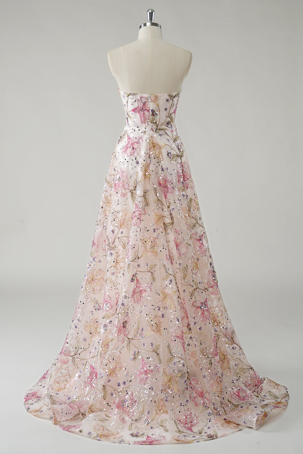 Line Strapless Sequin Floral Long Prom Dress Isabelle Sequin Floral A-Line Gown