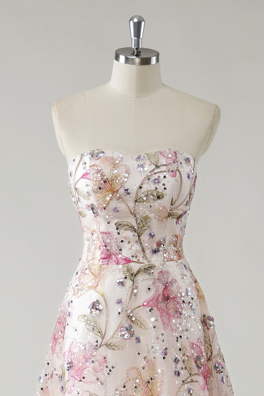 Line Strapless Sequin Floral Long Prom Dress Isabelle Sequin Floral A-Line Gown