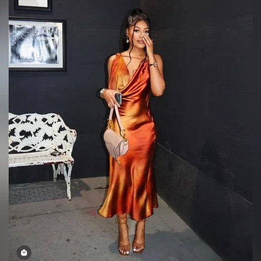 Zara Satin Effect Print Dress
