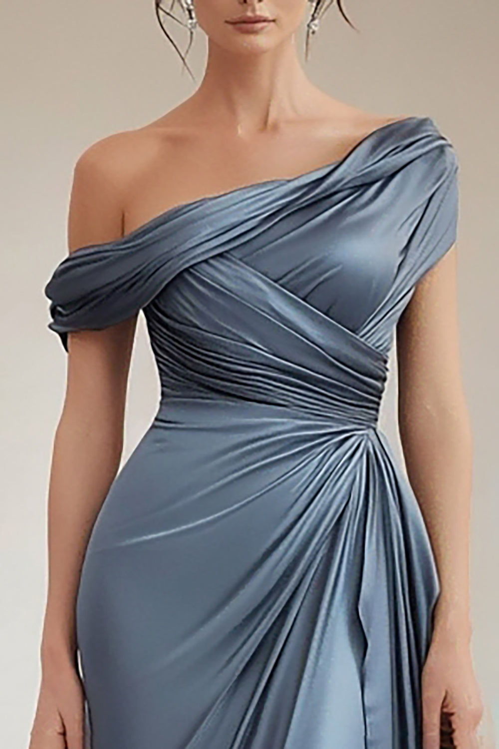 Black Vivienne One-Shoulder Satin Mermaid Dress