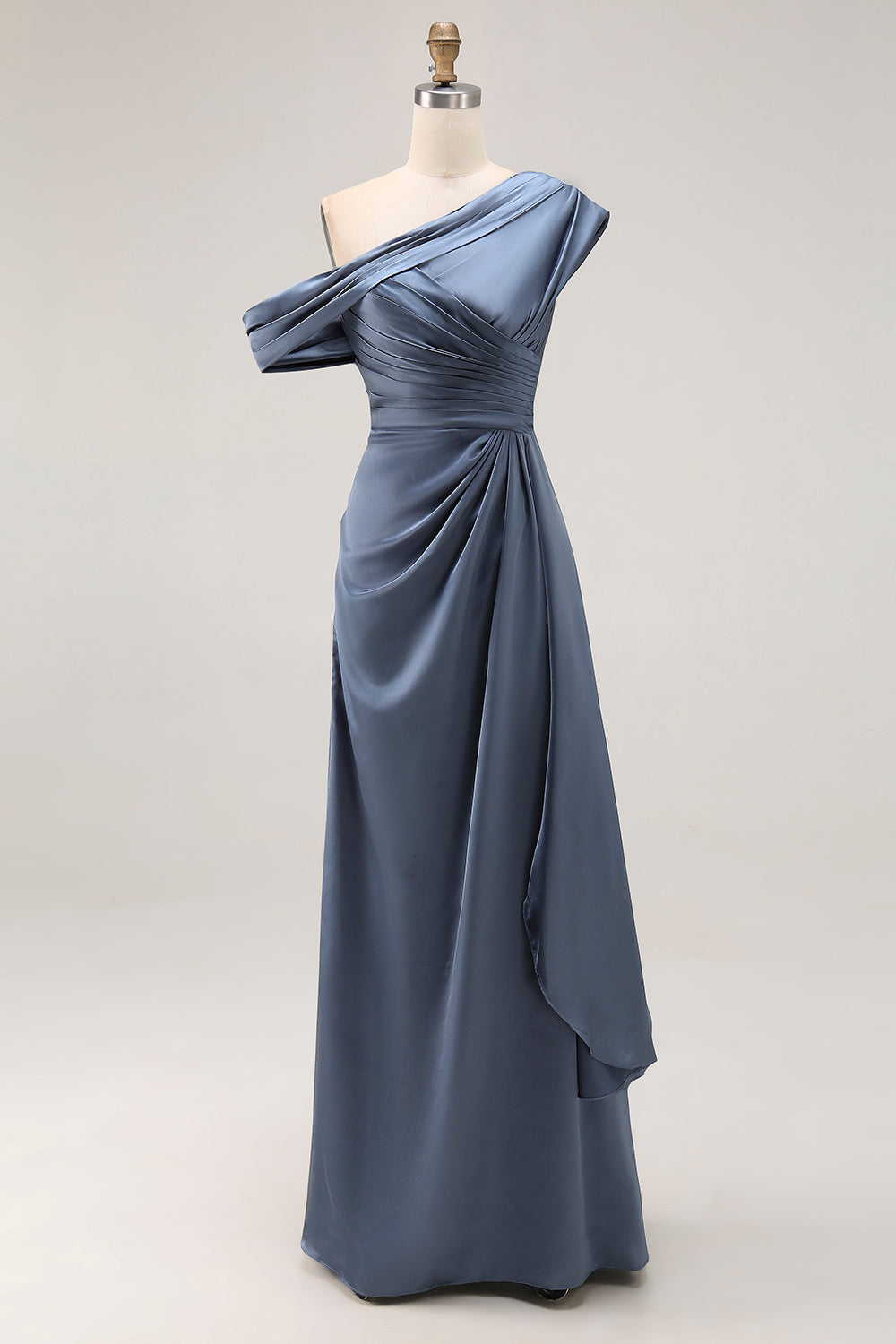 Dark Green Vivienne One-Shoulder Satin Mermaid Dress