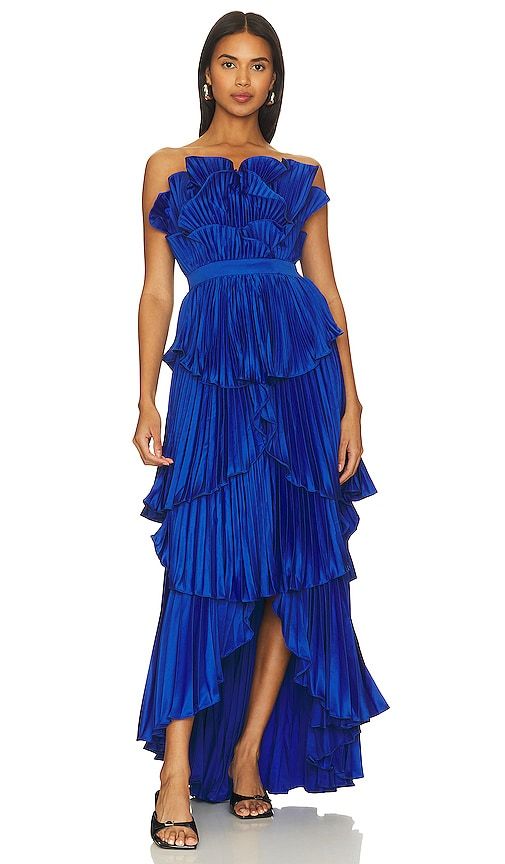 Judah Scallop Pleated Dress in Deep Waters