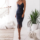 Twosisters Dresses | Chic Navy Blue Backless Fringe Dress | Color: Black | Size: 6