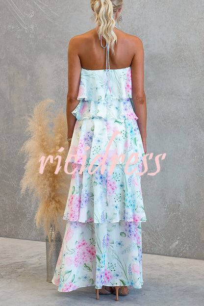 Pink Eden Chiffon Floral Maxi Dress