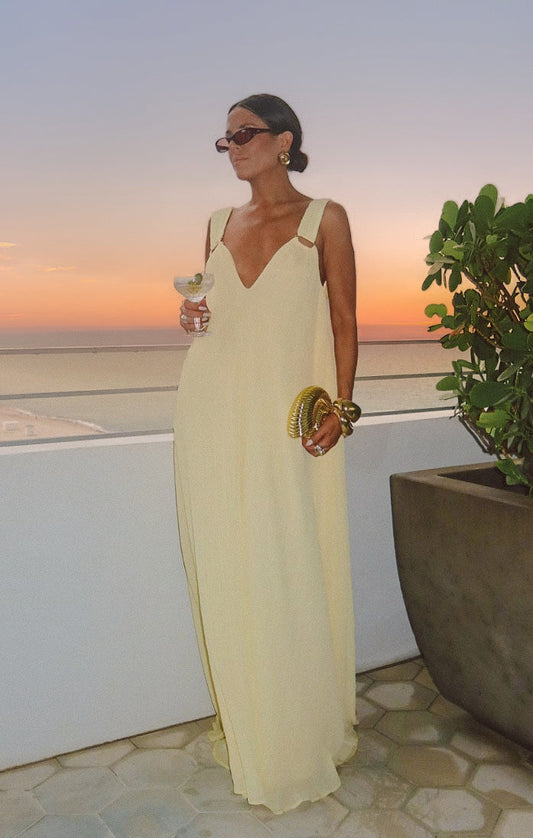 Heidi Pleated Chiffon Maxi Dress