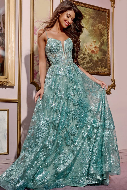 Sage Margot Beaded A-Line Formal Gown