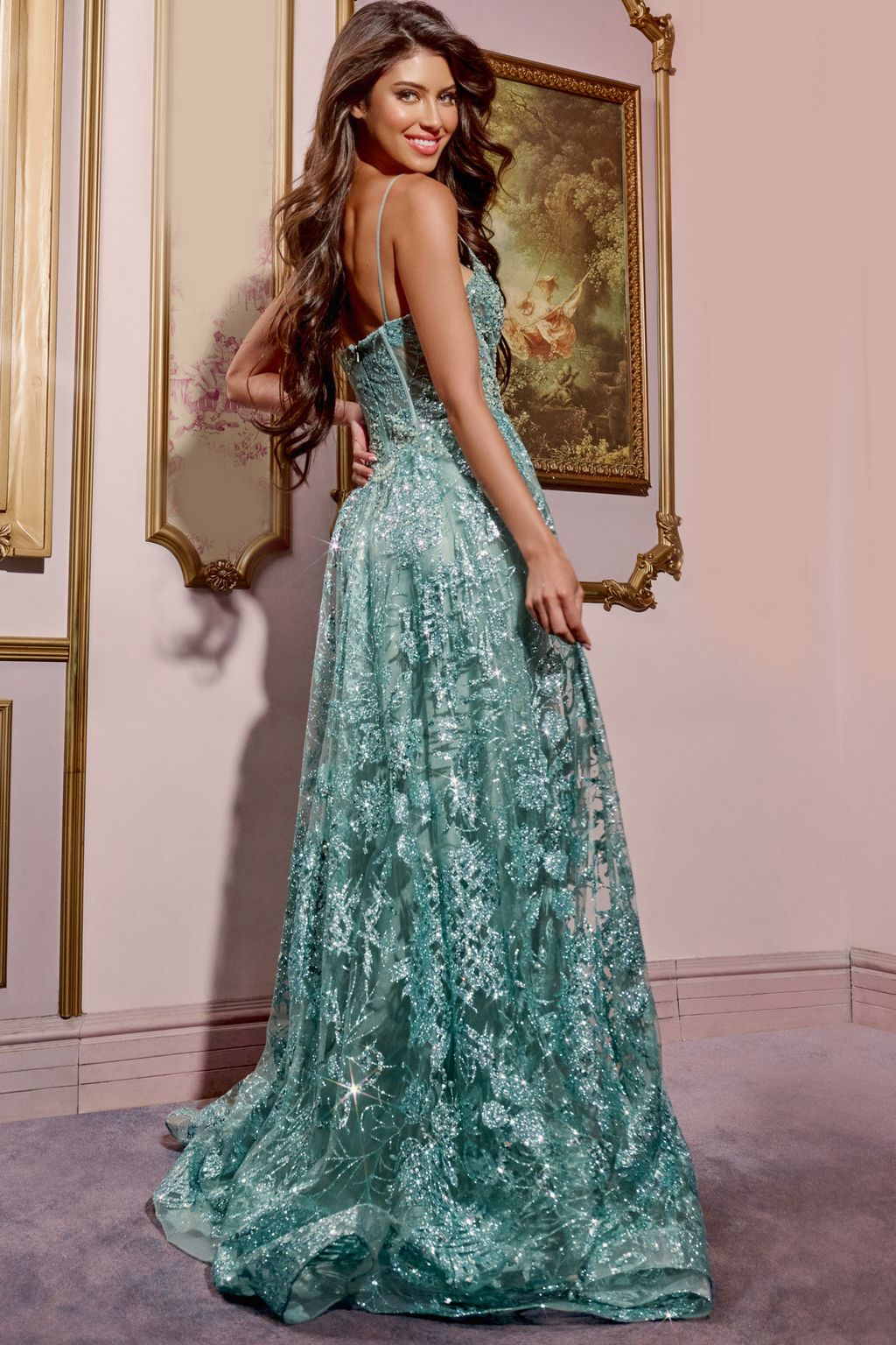 Sage Margot Beaded A-Line Formal Gown