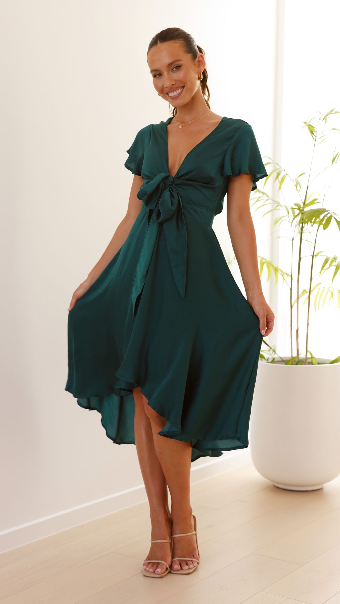 Emerald Dahlia Navy Midi Dress