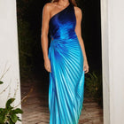 Marina One-Shoulder Pleated Ombre Dress