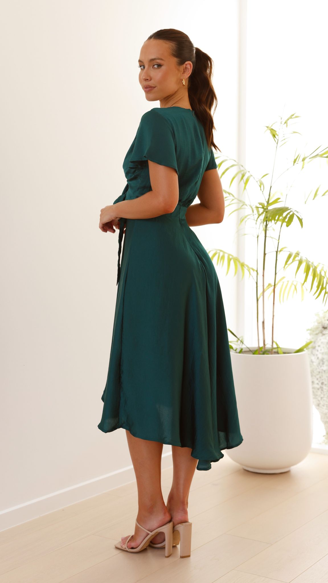 Emerald Dahlia Navy Midi Dress