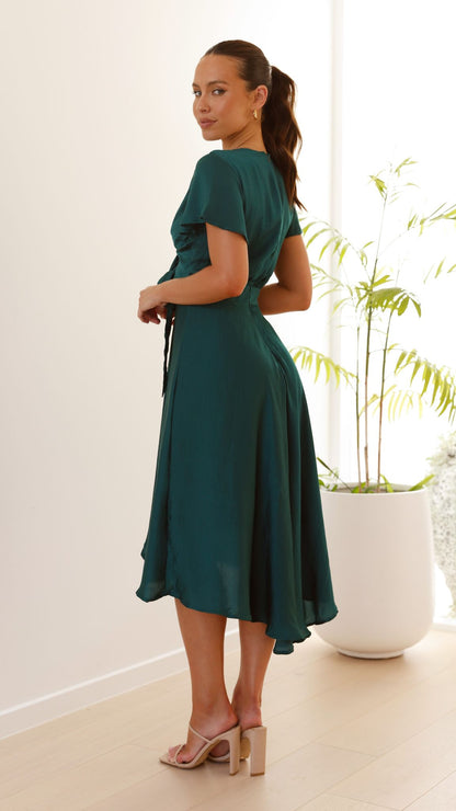 Emerald Dahlia Navy Midi Dress