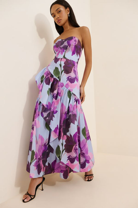 Torrance Strapless Silk Dress