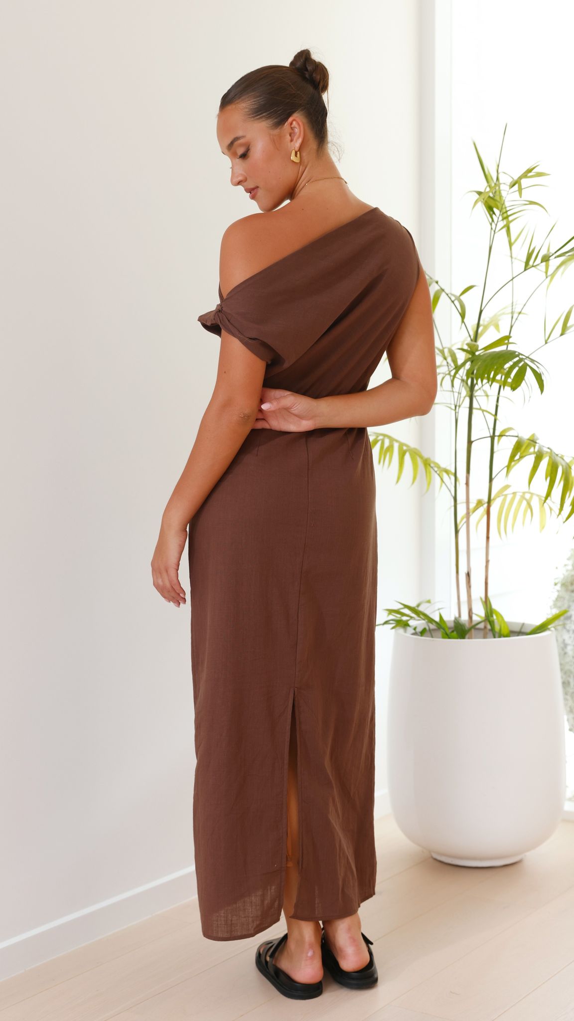 Brown Luci Silk Maxi Dress