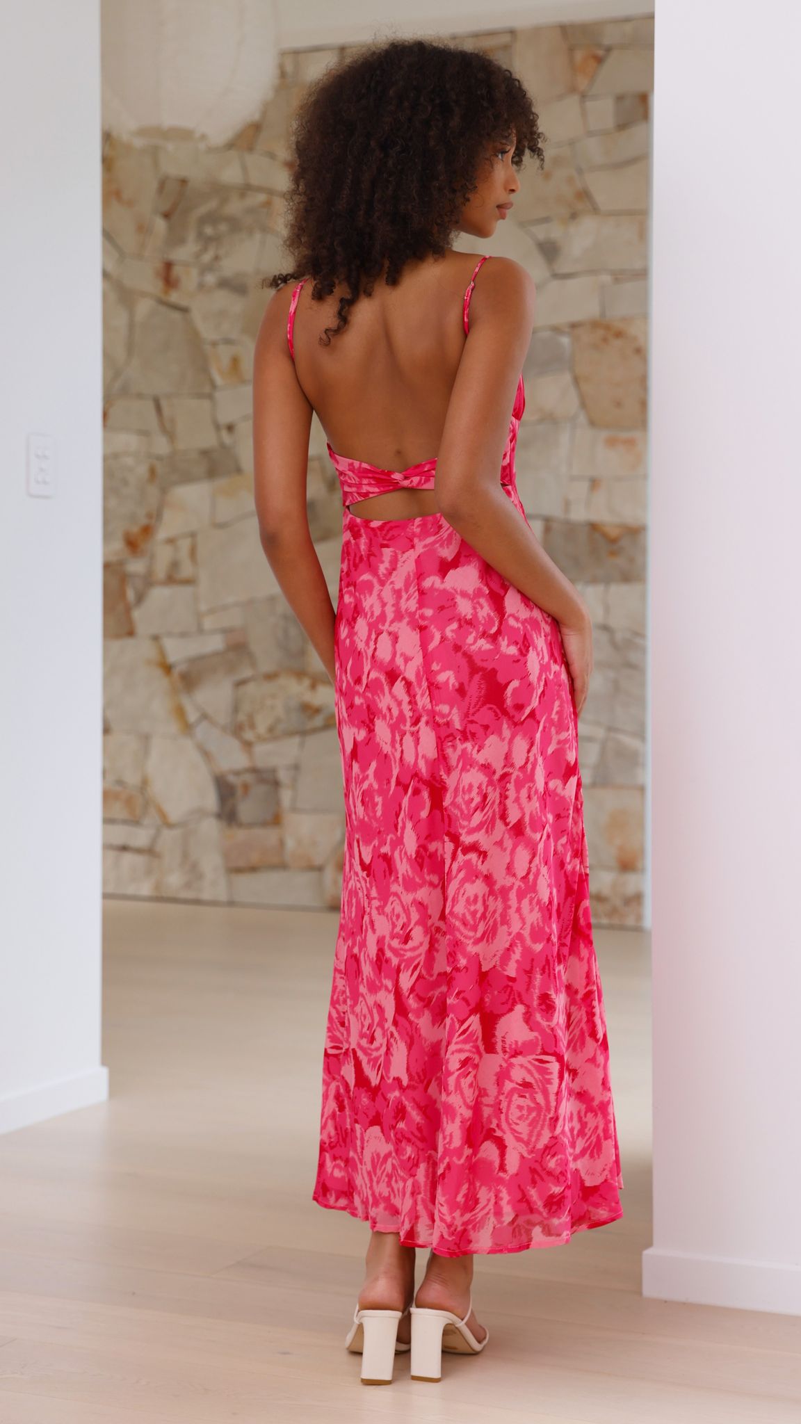 Pink Floral Margot Rose Midi Dress