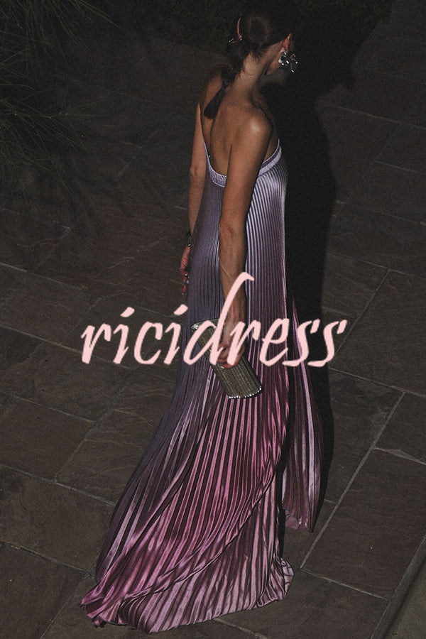 line Gown Maxi Dress Vivienne Satin Pleated Maxi Dress