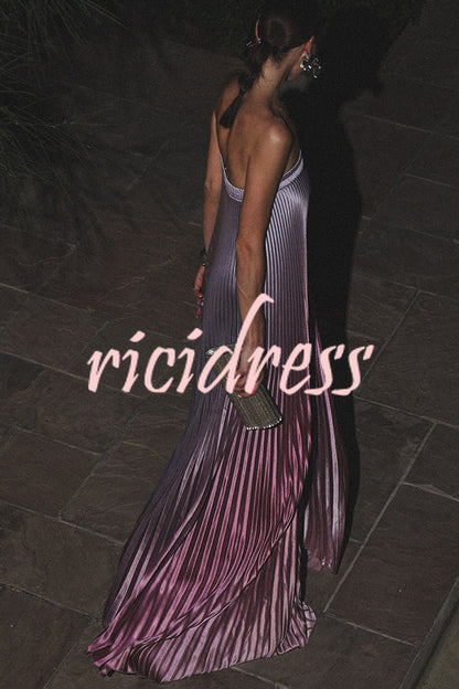 line Gown Maxi Dress Vivienne Satin Pleated Maxi Dress