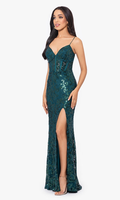 Royal Arabella Sequin-Lace Gown