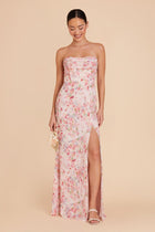 Mira Chiffon Dress in Pink Falling Petals | Birdy Grey